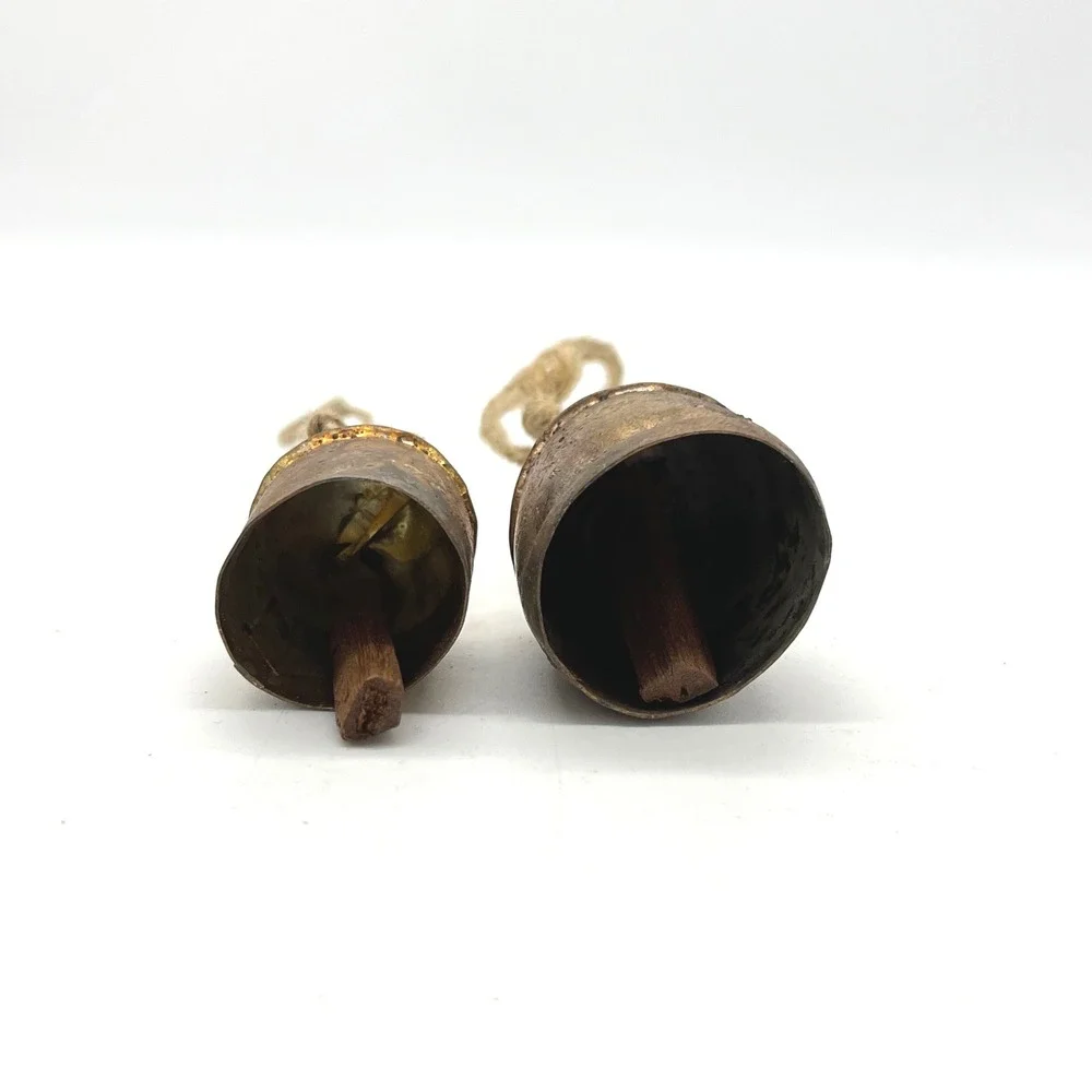 Rustic Brass Bells Hanging Jute Rope Farmhouse Decor Set‎ of 2